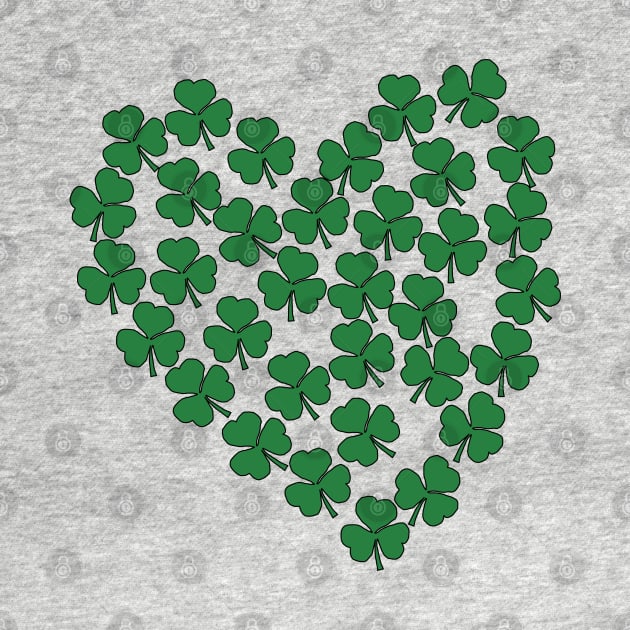 Green Shamrock Heart St Patricks Day by ellenhenryart